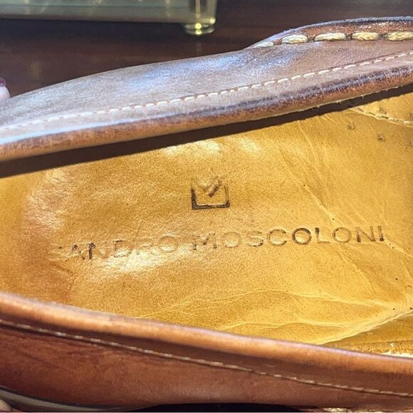 Sandro Moscoloni Camel Brown Leather Loafers 9 D 41 - Picture 8 of 8